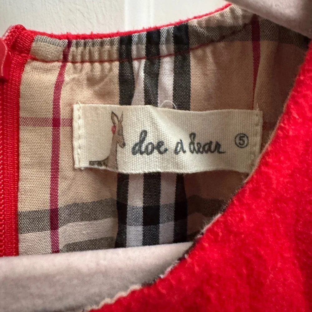 🎉Host Pick🎊 Doe A Dear 2T Girls Red Wool Burberry Pattern Tank Top Dress